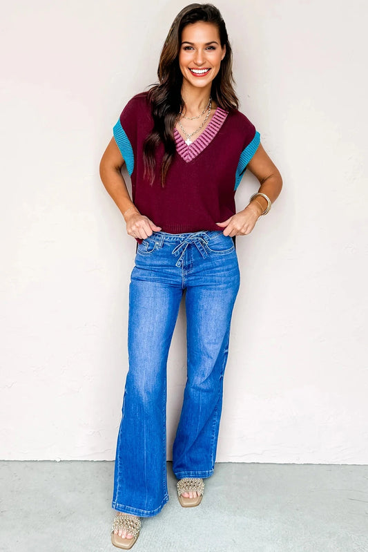 *Burgundy Contrast Sweater*