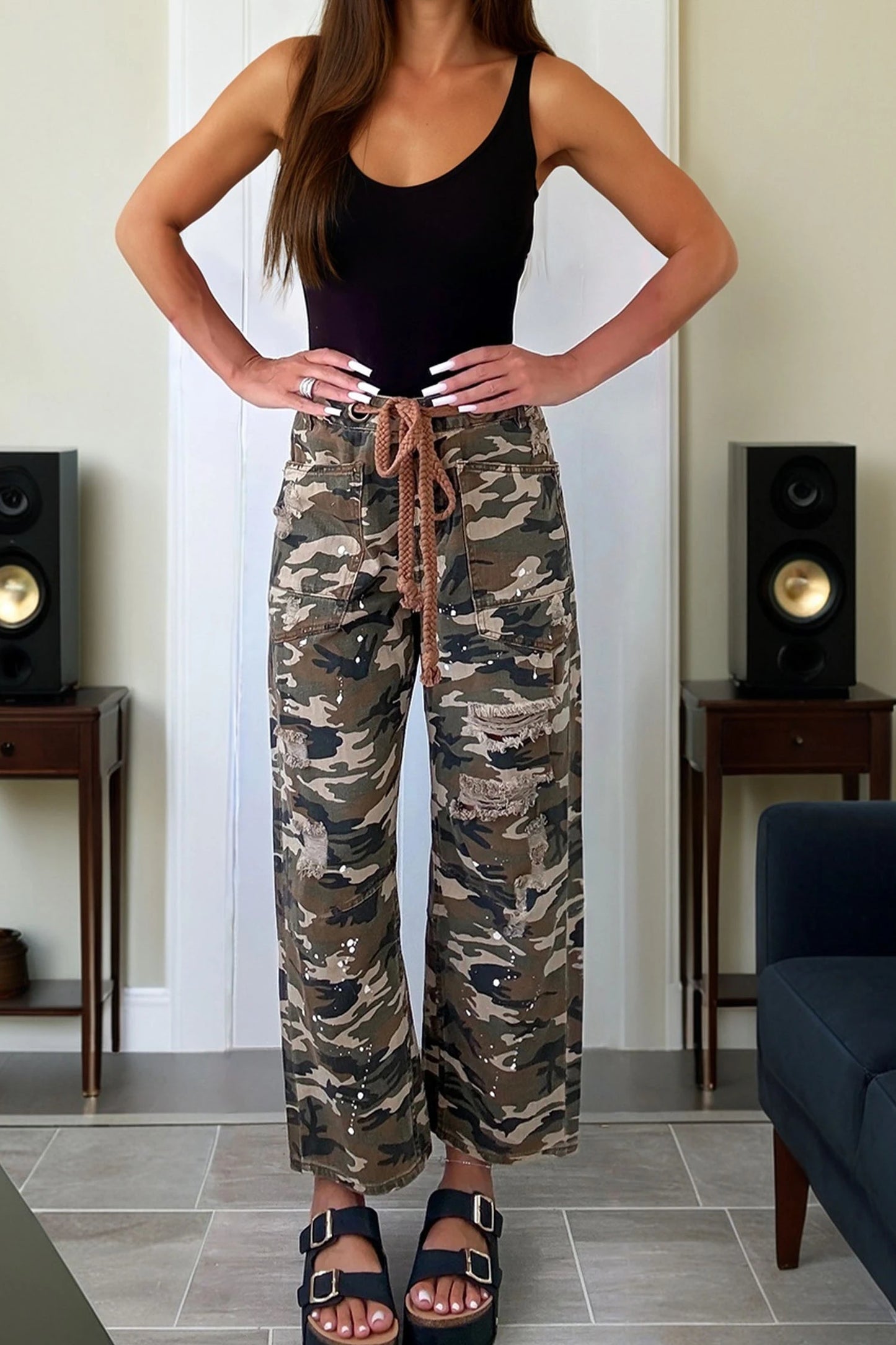 *Distressed Camo Pants*