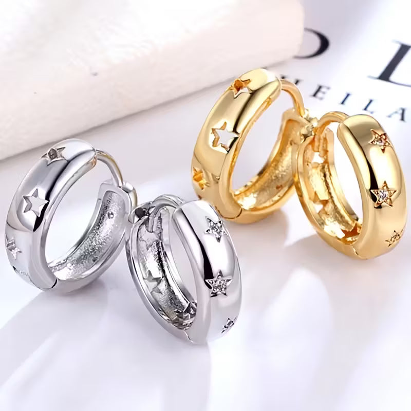Rhinestone Star Huggie Hoops