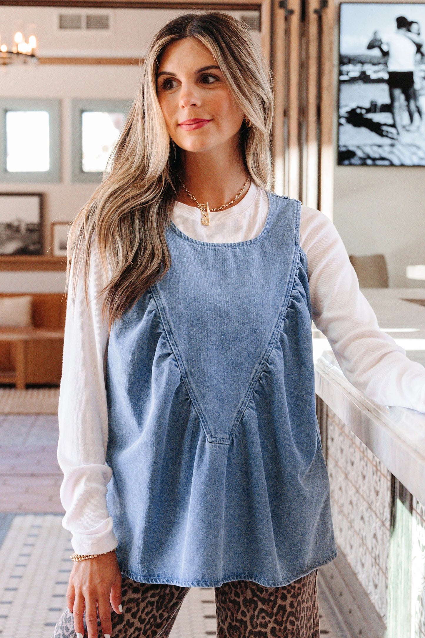 *Pleated Denim Top*