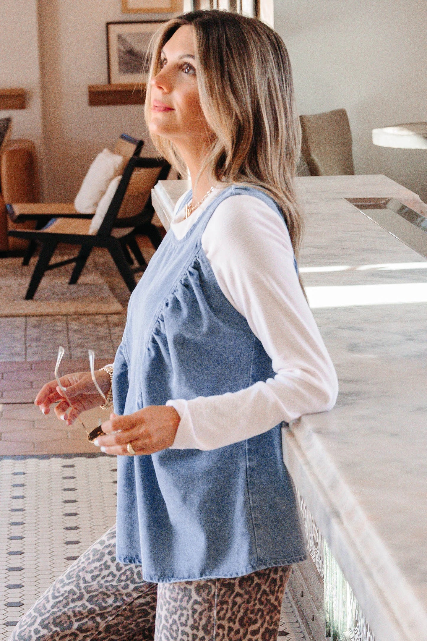 *Pleated Denim Top*
