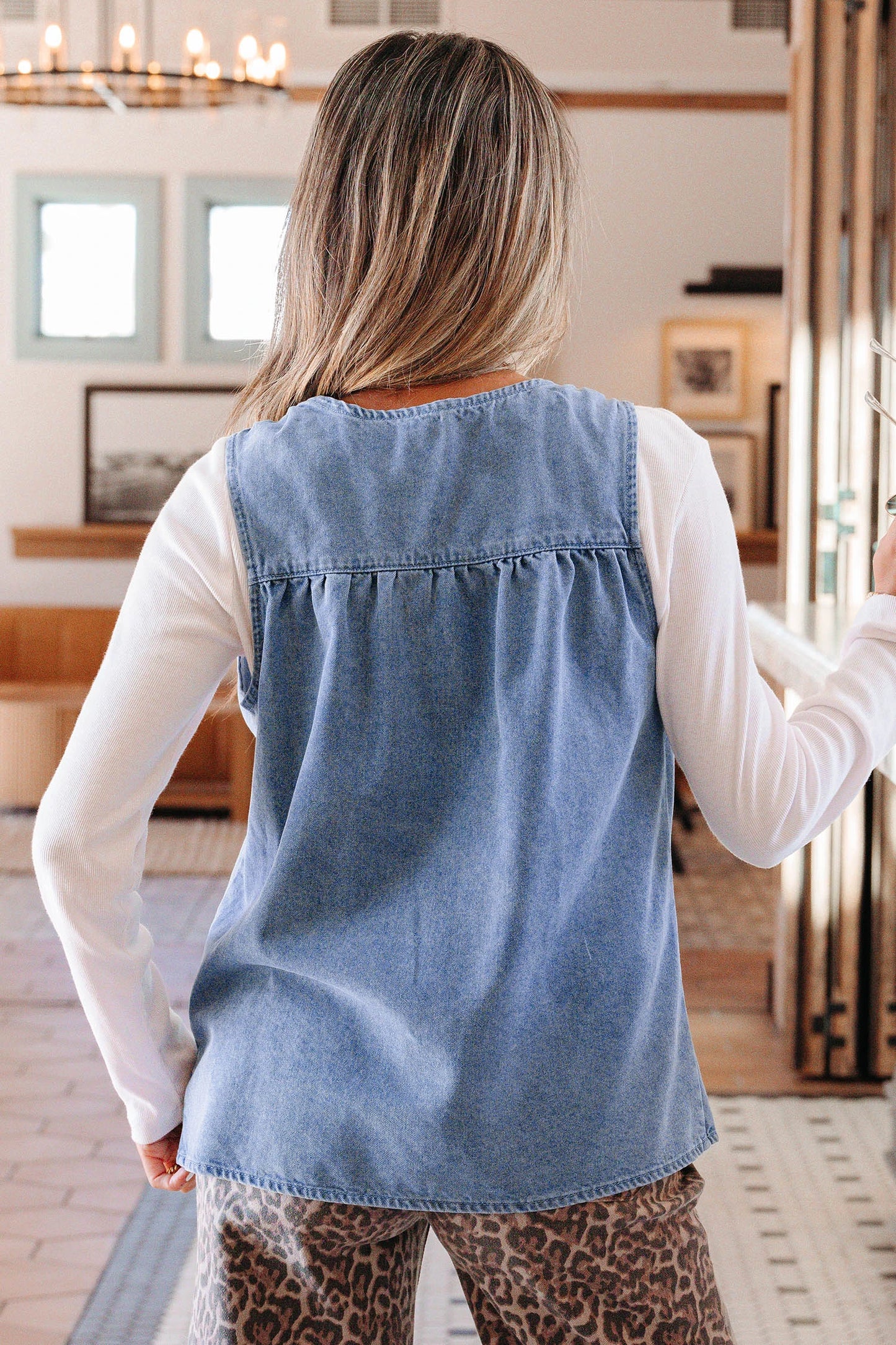 *Pleated Denim Top*