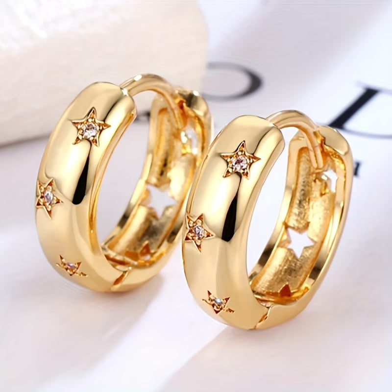 Rhinestone Star Huggie Hoops