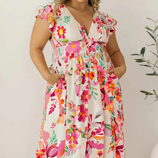 *Floral Ruffle Plus Dress*