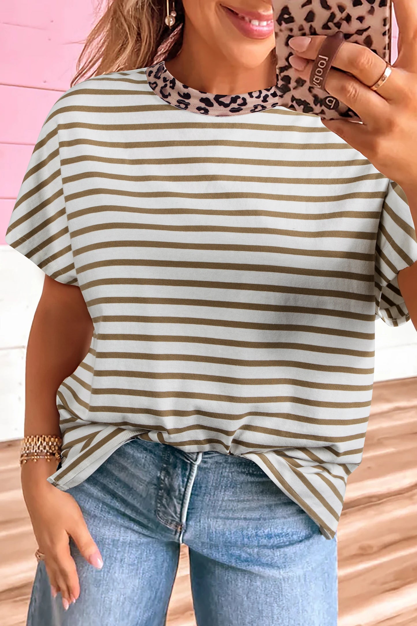 *Khaki Stripe Top*
