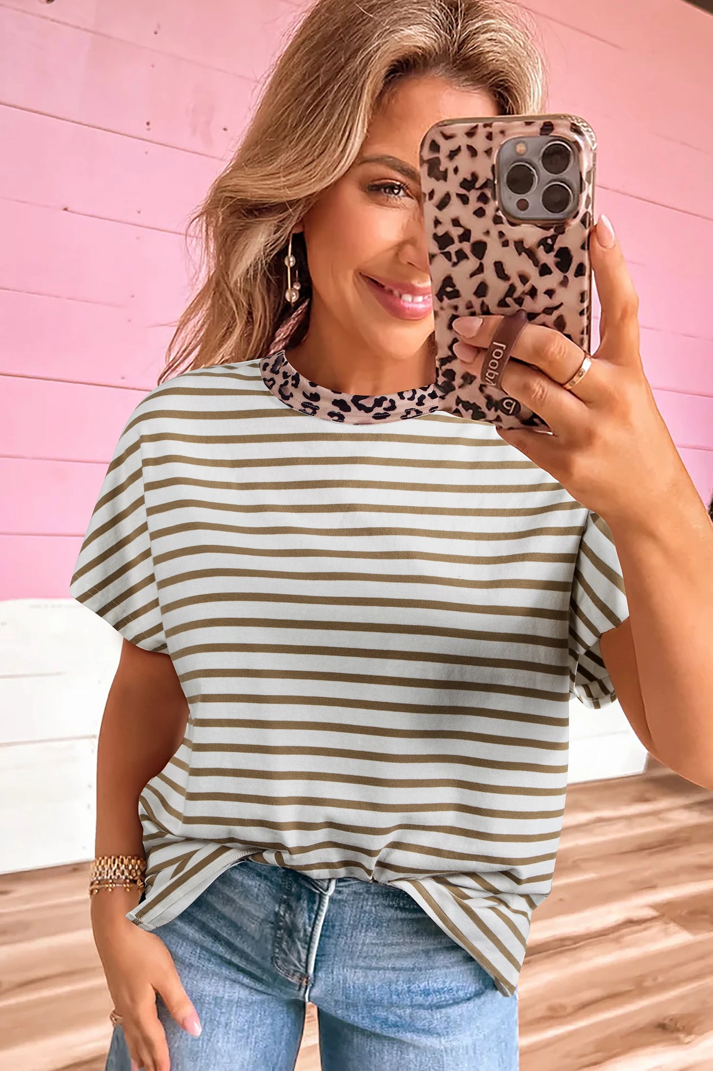 *Khaki Stripe Top*