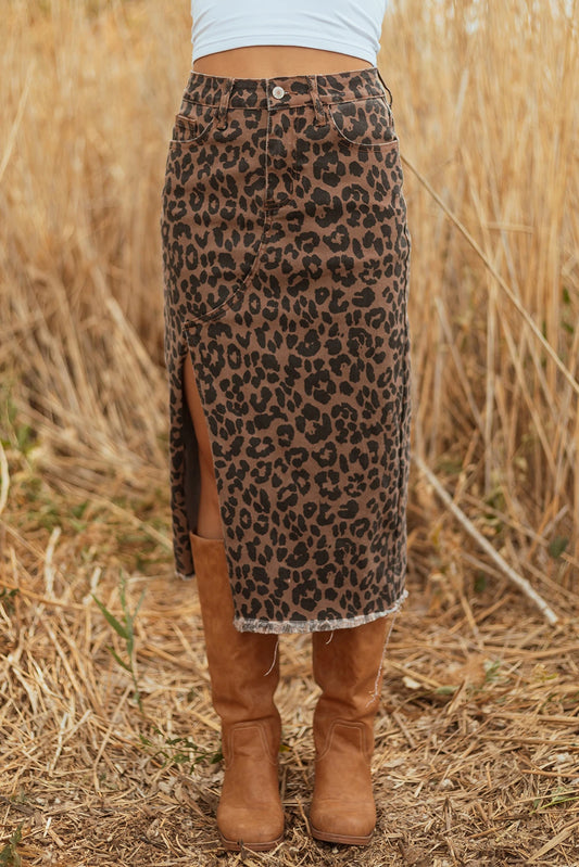 *Leopard Denim Skirt*