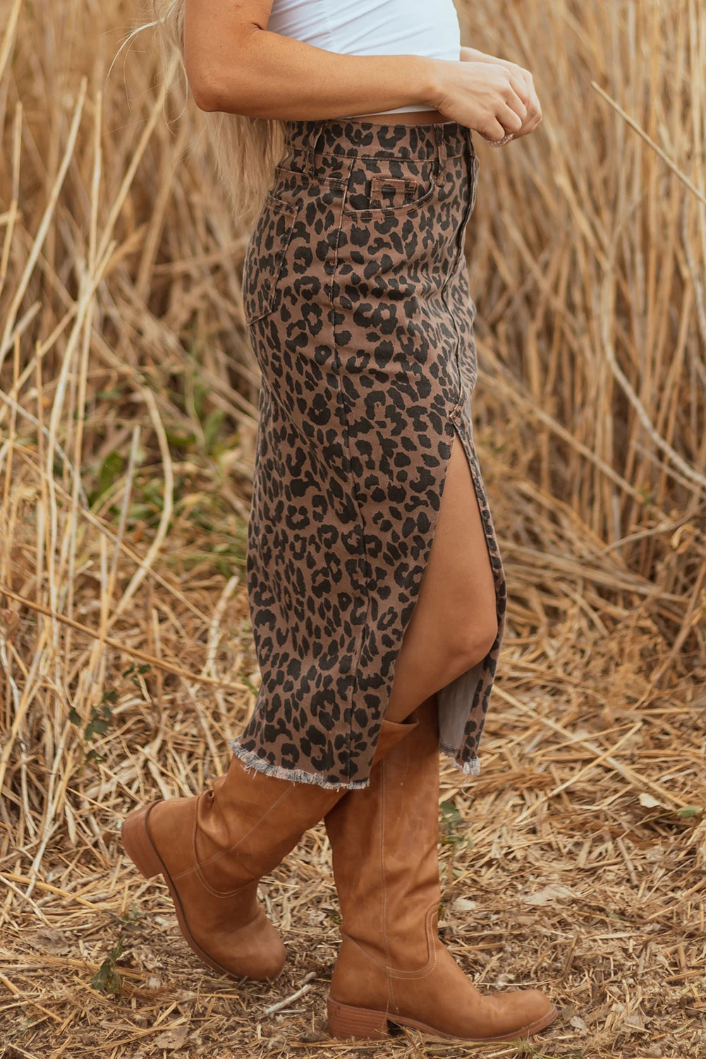 *Leopard Denim Skirt*