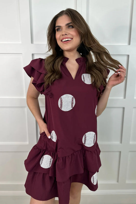 *Maroon Baseball Dress*