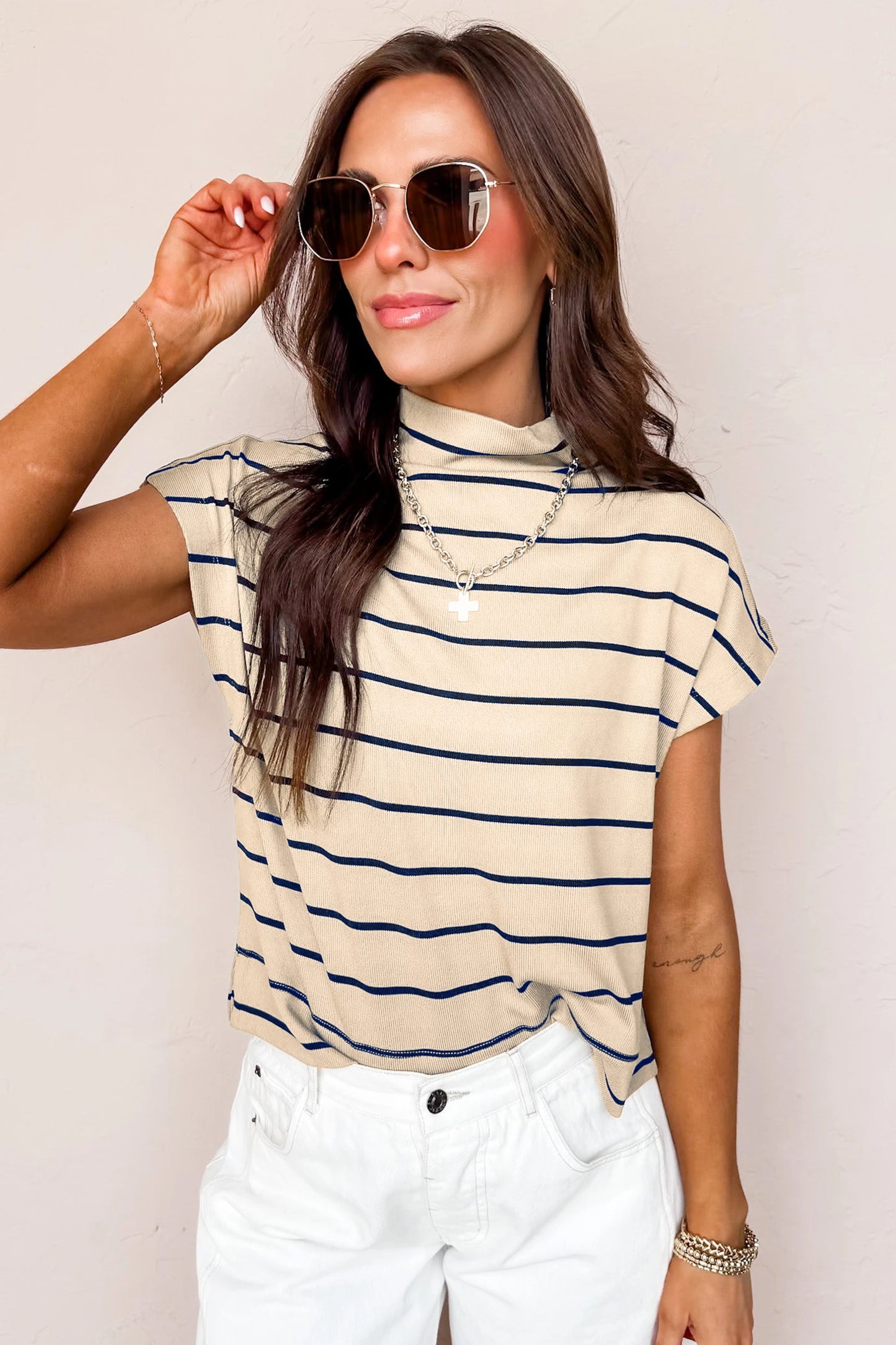 *Beige & Black Mock Neck*