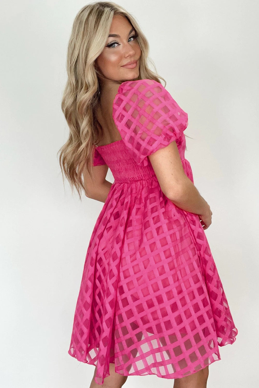 *Strawberry Pink Puff Sleeve Dress*