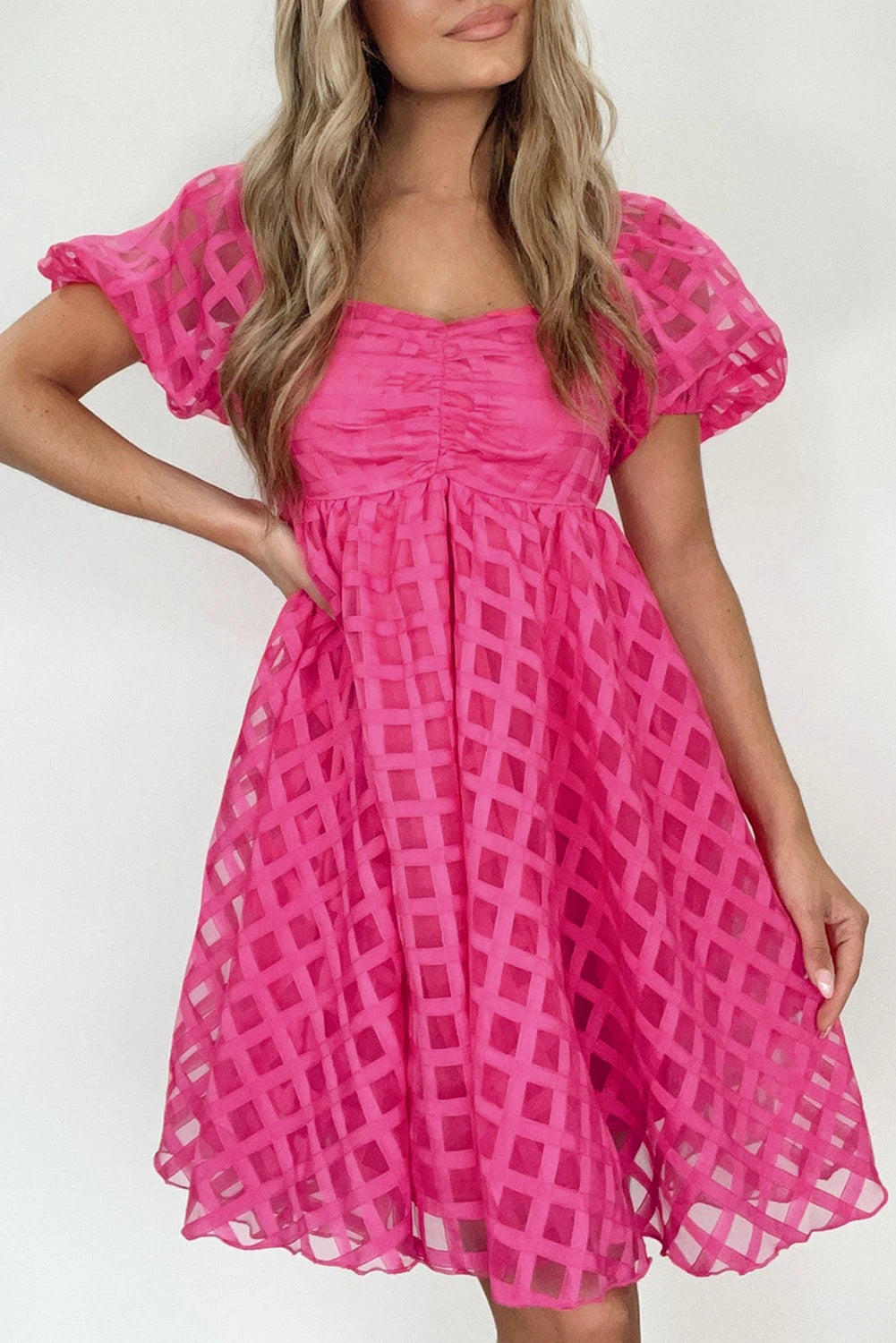 *Strawberry Pink Puff Sleeve Dress*