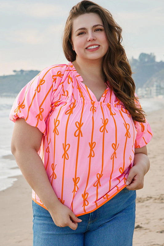 *Pink & Orange Bows Plus Top*