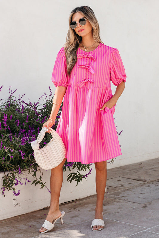 *Striped Puff Sleeve Dress*