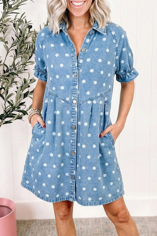 *Denim Polka Dot Dress*