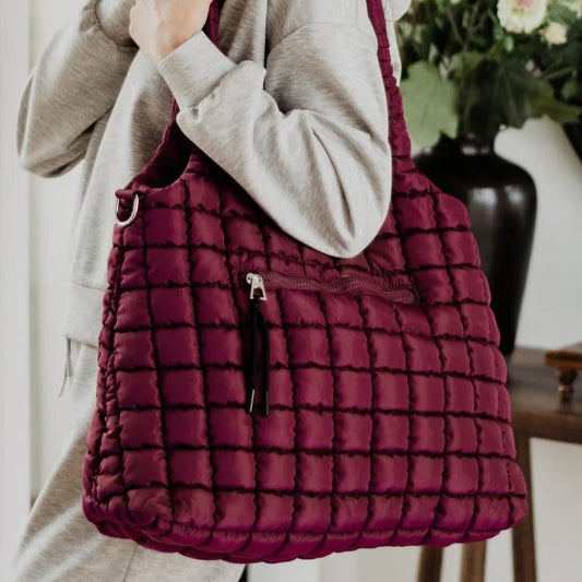 *Maroon Puffer Tote Bag*
