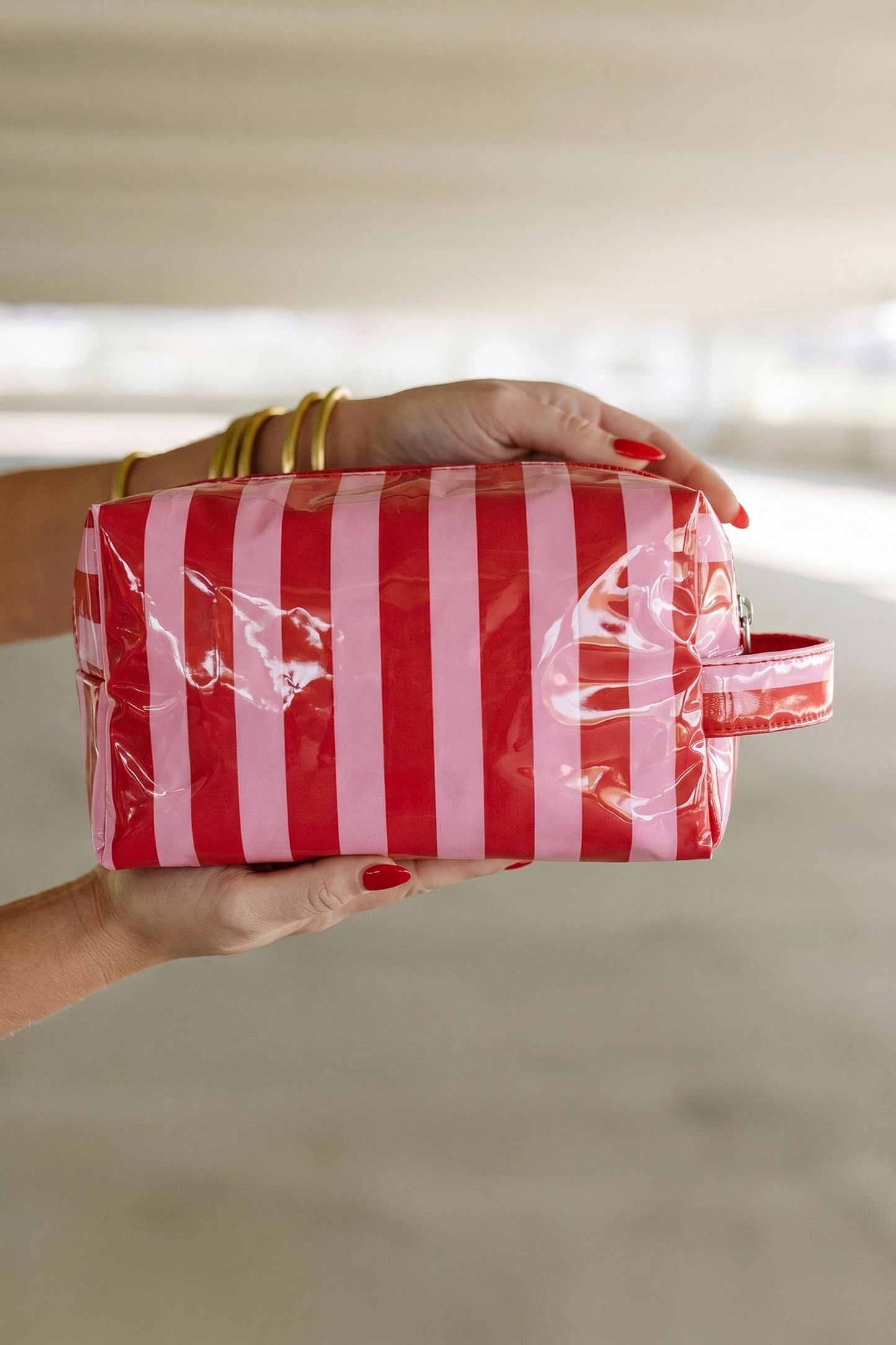 *Striped Makeup Bag*