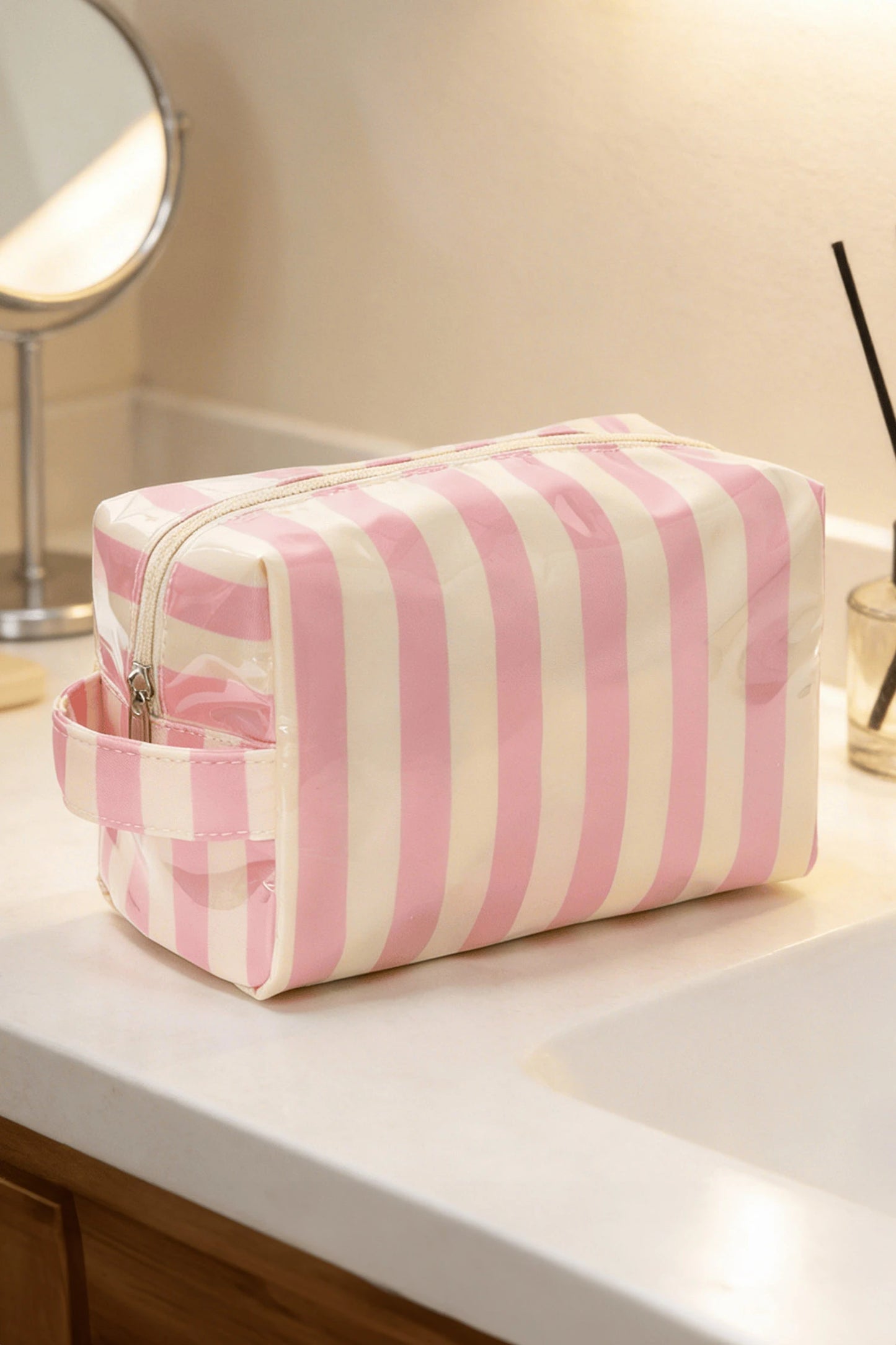 *Striped Makeup Bag*